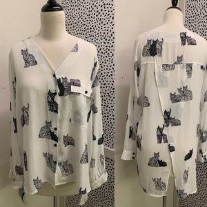 Semi-Sheer Spilt Back Blouse